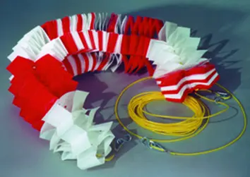 [50082-1] Absperrgirlande rot-orange/weiß aus Kunststoff-Reflex 10 m